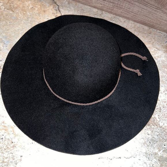 Altar'd State Black Floppy Boho Hat Oversized Wide Brimmed w Brown Cord Detail - Picture 11 of 14